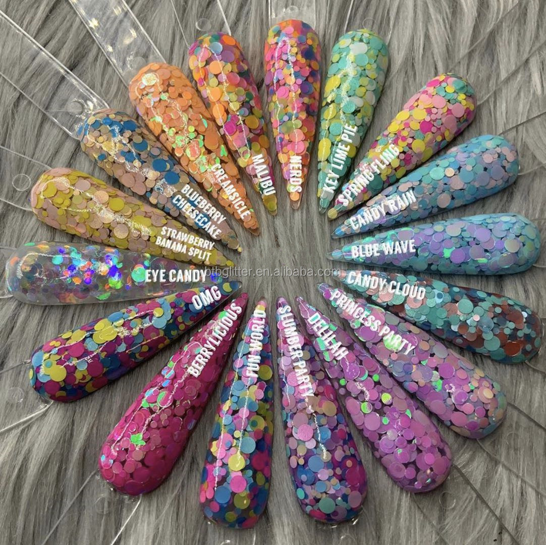Polyester Bright Rainbow Candy Sparkle Mixes Shapes Chunky Glitter Confetti Customized for Your Requirements