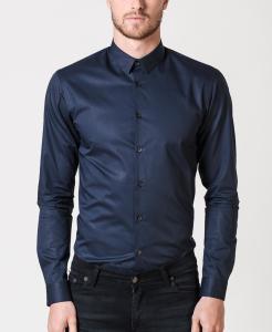 China Cotton Mens Long Sleeve Office Shirts , Mens Formal Dress Shirts Solid Color wholesale