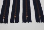 Antique Copper YG 5 Inch Metal Dress Zips Black / Navy Or Blue Tape Customized