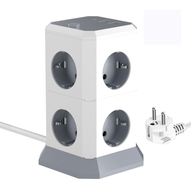 Customized Universal Multi Plug Tower Power Strip with USB Port and 1.8M Extension Cord