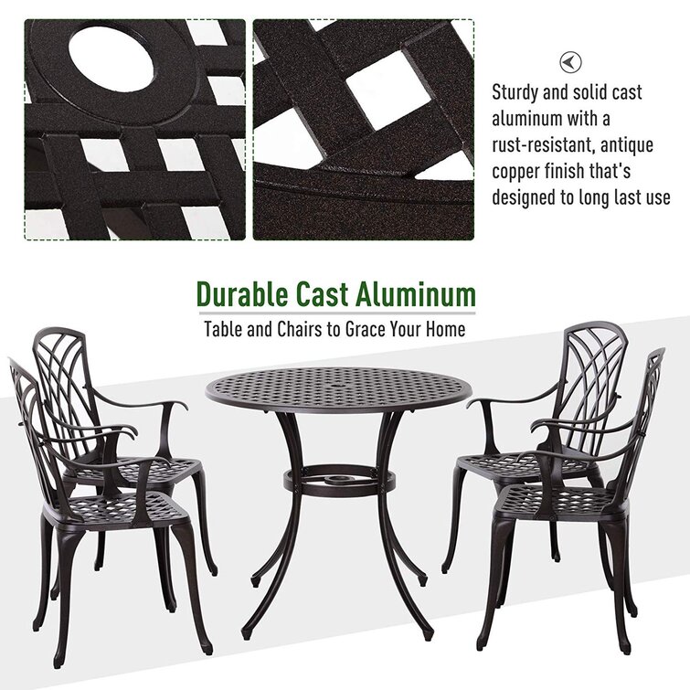 Modern Design Style Iron Frame Cast Aluminum Dining Furniture Set with Round Table