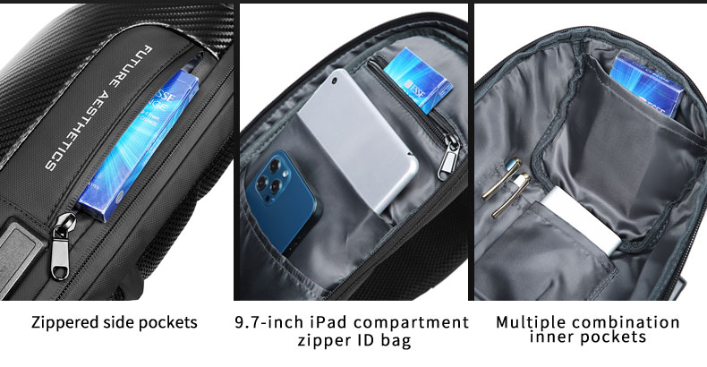 Factory wholesale anti theft waterproof custom men fashion shoulder chest crossbody sling bag for men