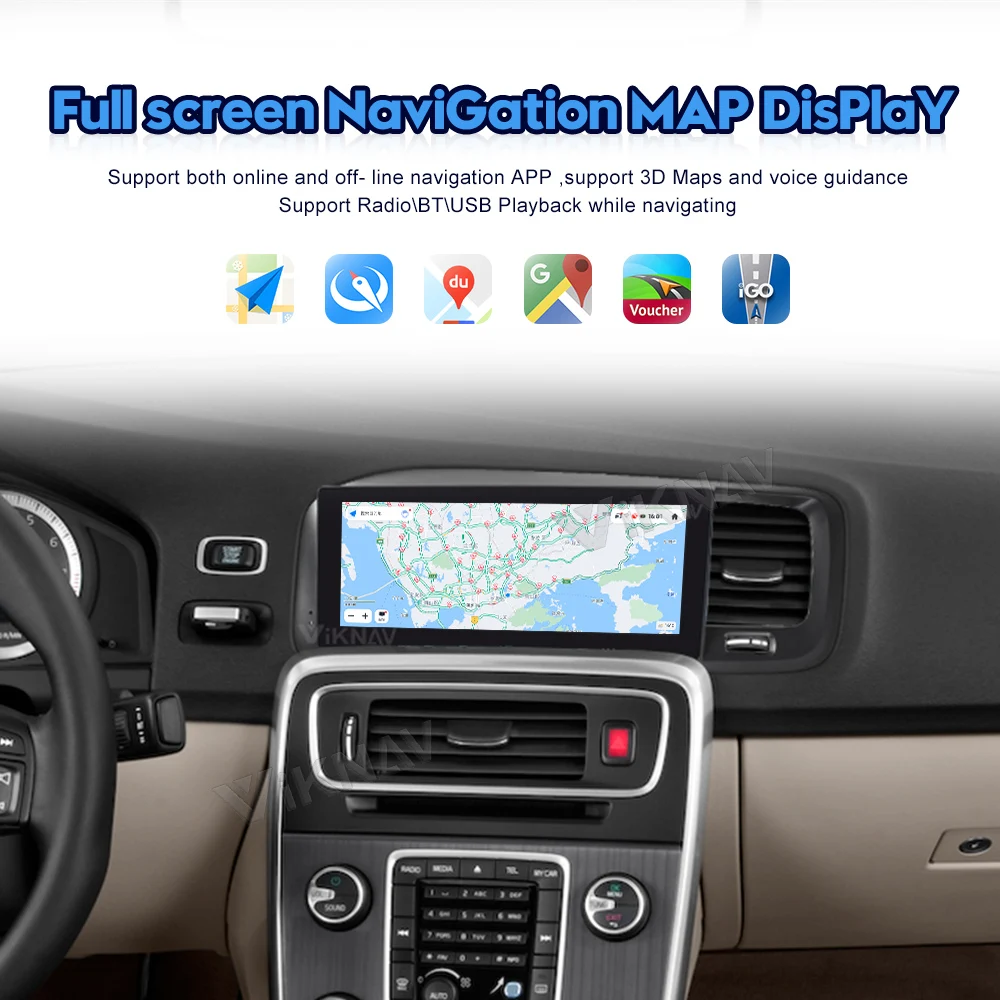 Viknav Car Stereo Radio For Volvo S60 V60 (2011-2019) 8.8 inch GPS Navigation Multimedia DVD Player HD Screen 2 Din
