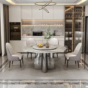 China 1.3/1.5M Dining Room Furnitures Marble Style Dining Table With Stainless Steel Leg wholesale