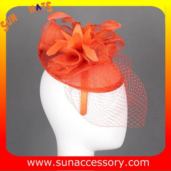0920 hot sale fashion sinamay fascinators hats and caps with veil ,Fancy Sinamay fascinator from Sun Accessory
