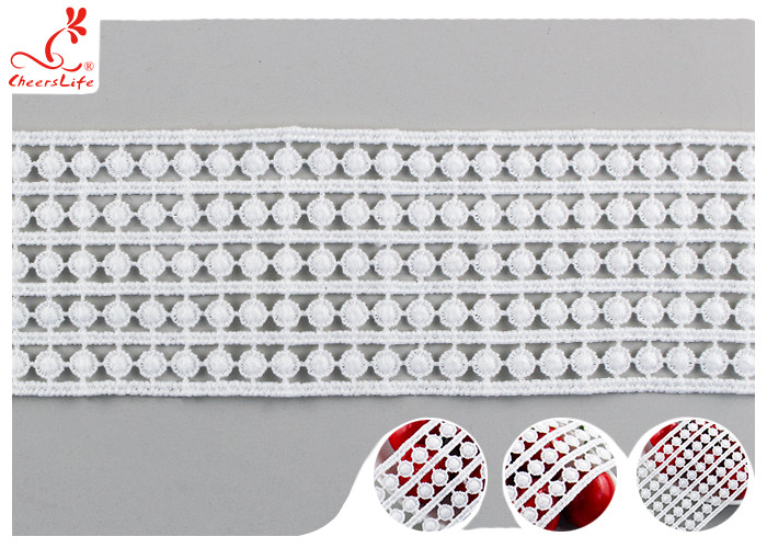 6.5cm Width Water Soluble Lace / Home Textile Floral Lace Ribbon