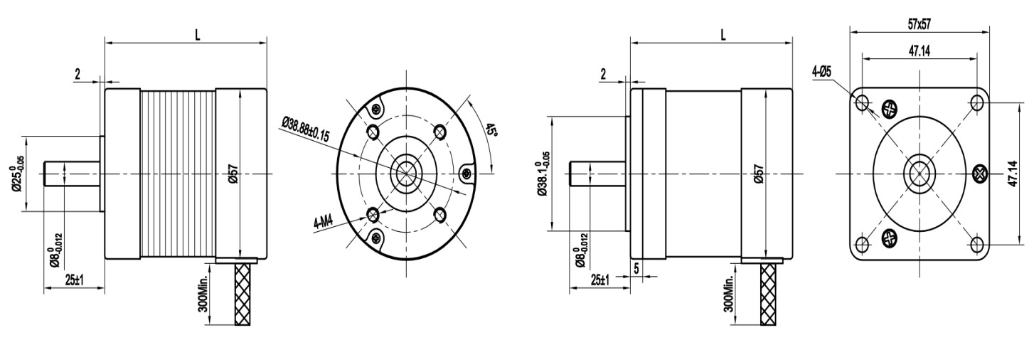 180W 4000rpm 57mm Round Brushless DC Motor 36V Dc Gear Motor 24v