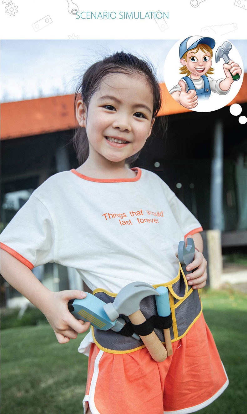Wooden Toy Children Role Playing Engineer Set for Unisex Repairer Simulation Home Set