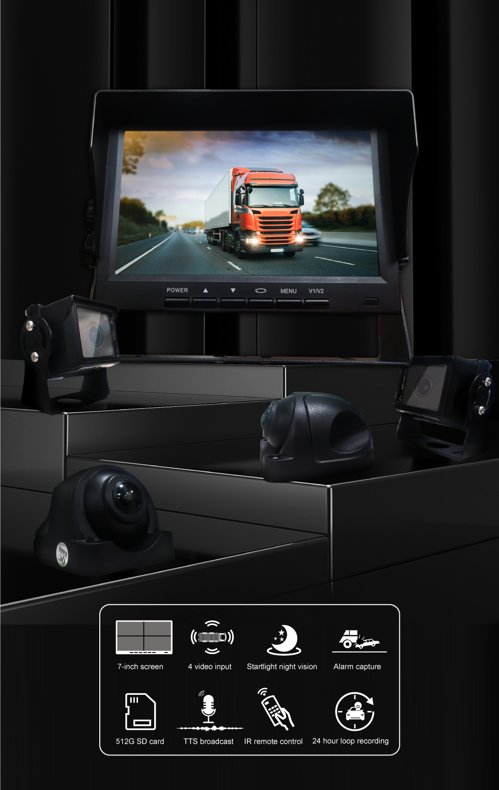 Truck Van Coach Bus 7 Inch LCD Monitor With Backup Camera System 2006 Badger