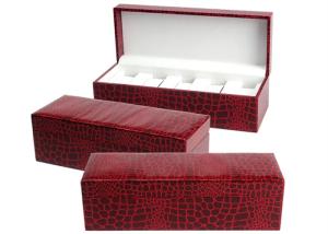 China Red Mens Luxury Watch Case , Rectangle MDF + Velvet Women'S Watch Case wholesale
