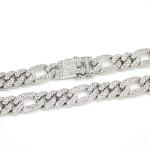 Silver Color Cuban Chain Necklace Hip Hop Jewelry 13mm Iced Out Curb Cuban Gold