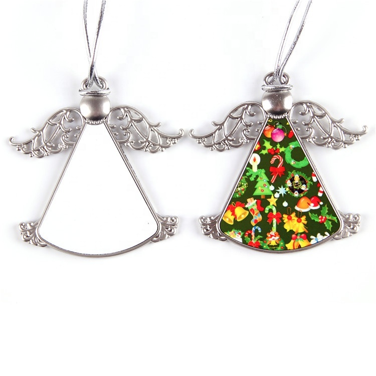 Personalised Photo Christmas Decorations Sublimation Blank Zinc Alloy Christmas Ornaments Angel Wing