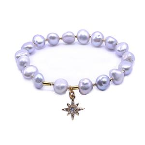 China Real Gold Plated Freshwater Pearl Bracelet , 7.25 inches North Star Bead Bracelet wholesale