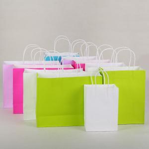 China Solid Coloured Kraft Paper Bags Recyclable Environmentally Friendly For Shopping wholesale