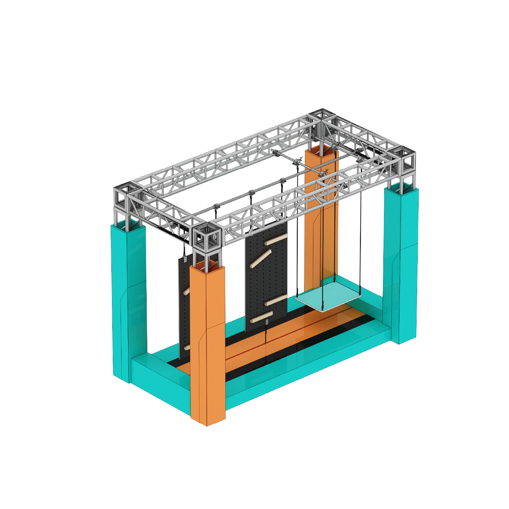 Multiple Color Playground Ninja Course , Obstacle Course Playground Equipment