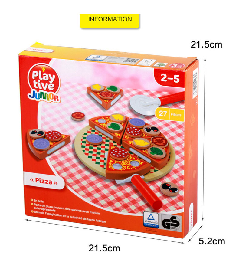 Wooden Beech Wood Pizza Food DIY Toys Kitchen Toy Set for Children Role Play Unisex