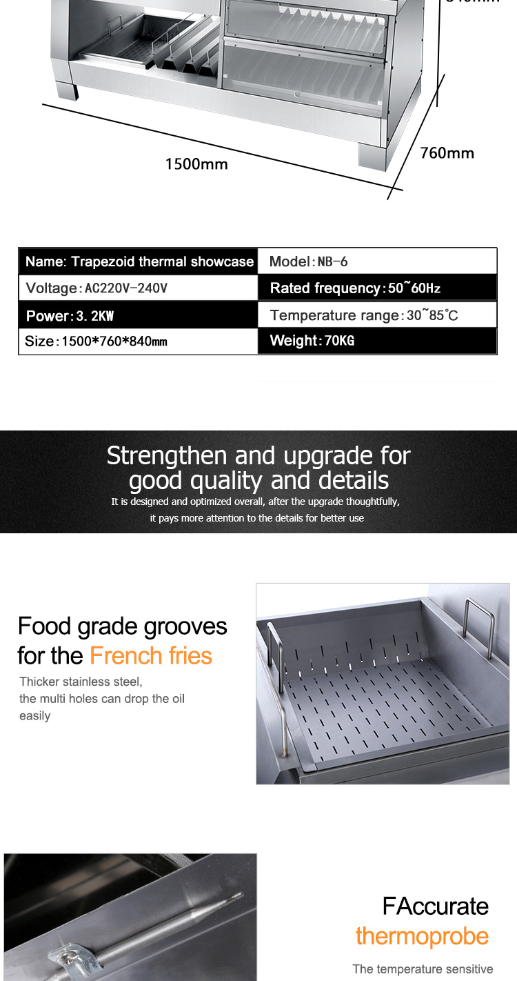 3 in 1 Combo Cabinet Food Warmer Display Stainless Steel Acrylic Tabletop Commercial