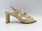 Beige Open Toe Women Pumps Shoes Genuine Leather With Soft Leeche Leather Upper