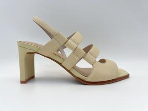 China Beige Open Toe Women Pumps Shoes Genuine Leather With Soft Leeche Leather Upper wholesale
