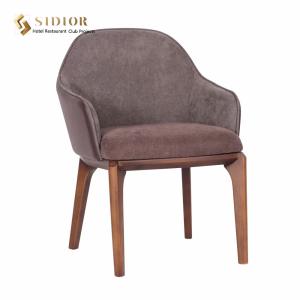 China Living Room Faux Leather Dining Chairs Upholstered Dining Arm Chair With Wood Legs wholesale