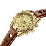 Mineral Lens 30m Waterproof Leather Men Watch Quartz Analog