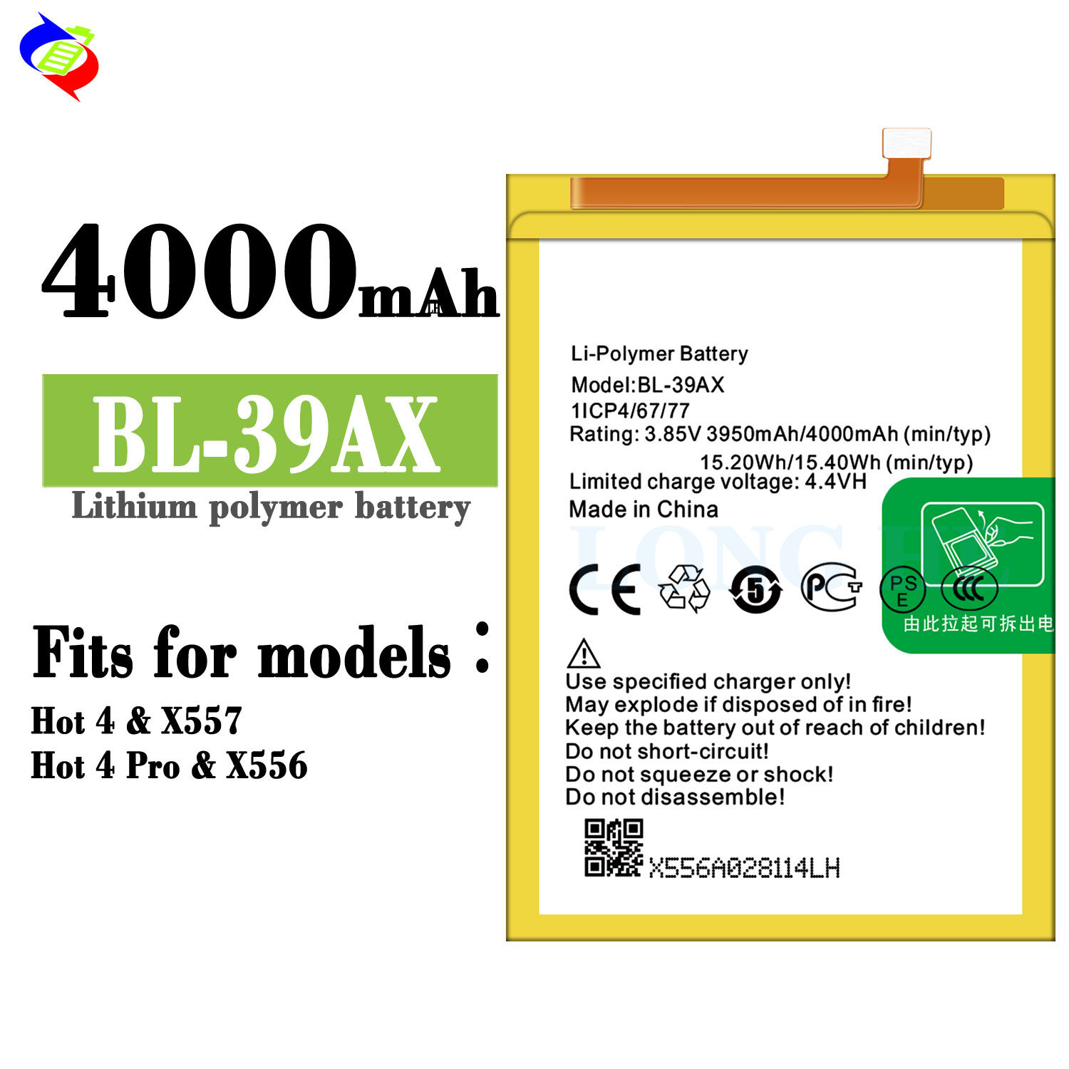 Rechargeable Batteries 100% BL-39AX Li-ion Polymer Replacement Battery For Infinix X557