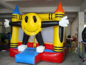 China 3m Yellow Inflatable Amusement Park With Smileface Mini Bouncer wholesale