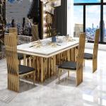 Marble Effect Dining Table And Chairs 200cm Contemporary Stainless Steel Dining
