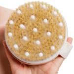 Natural Exfoliating Bristle Bath Brush Wooden Body Massage SPA Dry Brush