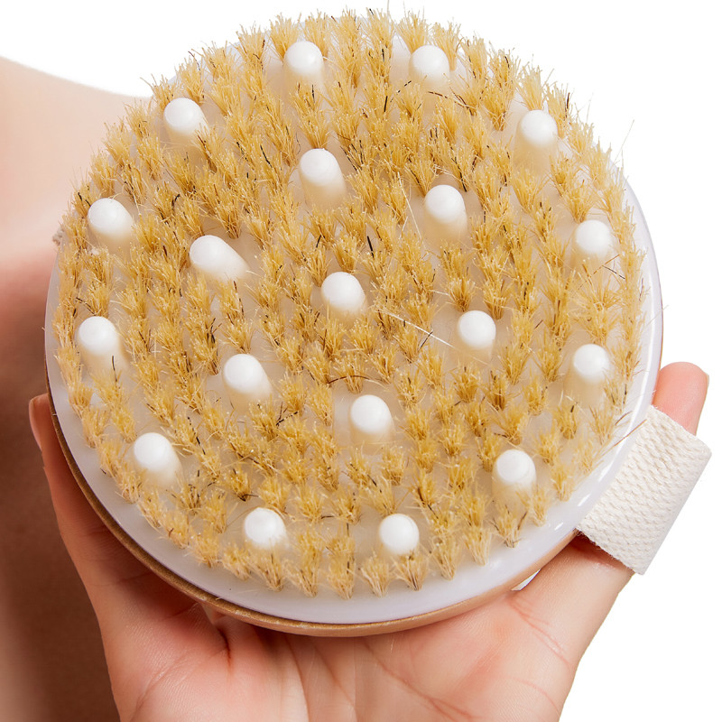 Natural Exfoliating Bristle Bath Brush Wooden Body Massage SPA Dry Brush