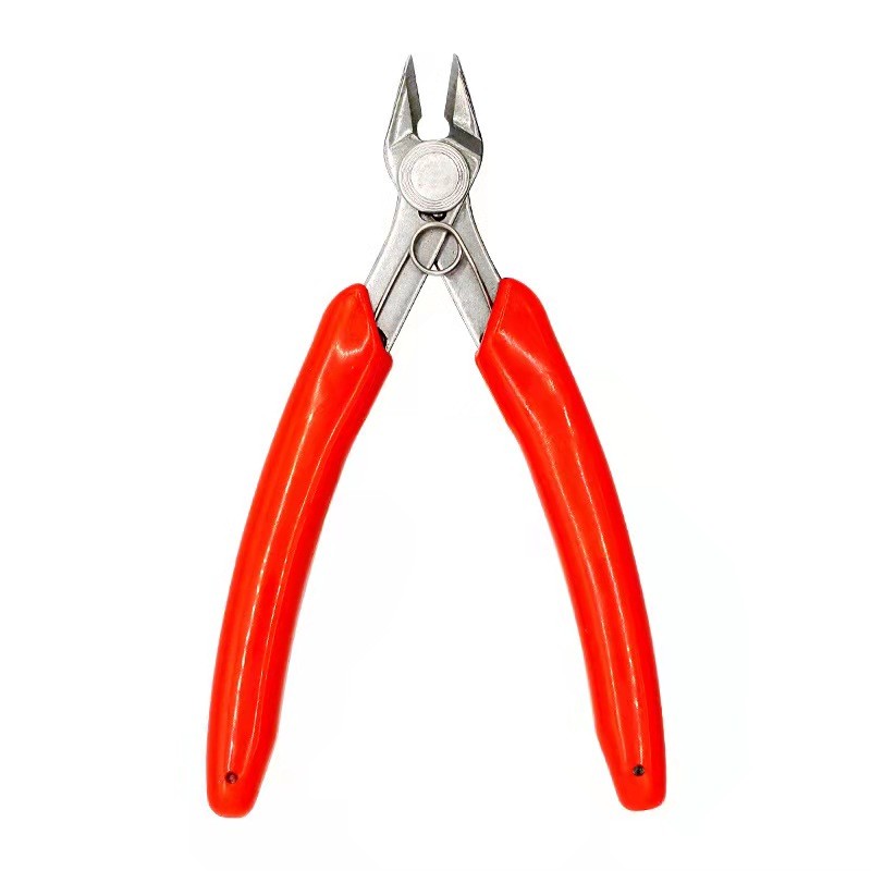 Oblique nose pliers, PVC handle, shearing diameter 0.2-1.2, stainless steel head, clamp handle 75mm
