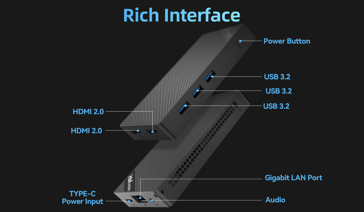 4K Dual Display Single LAN N100 Mini Computer Intel 12th Gen Mini PC