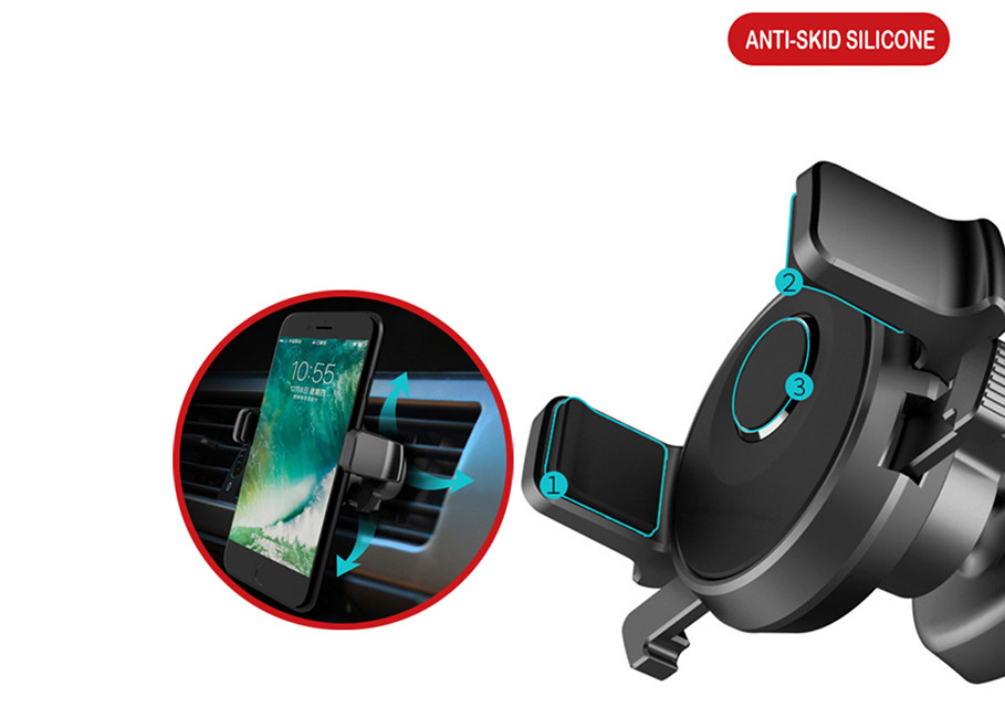 Mini Black Adjustable Phone Holder 360 Degree Mechanical Era Car Mount 70g