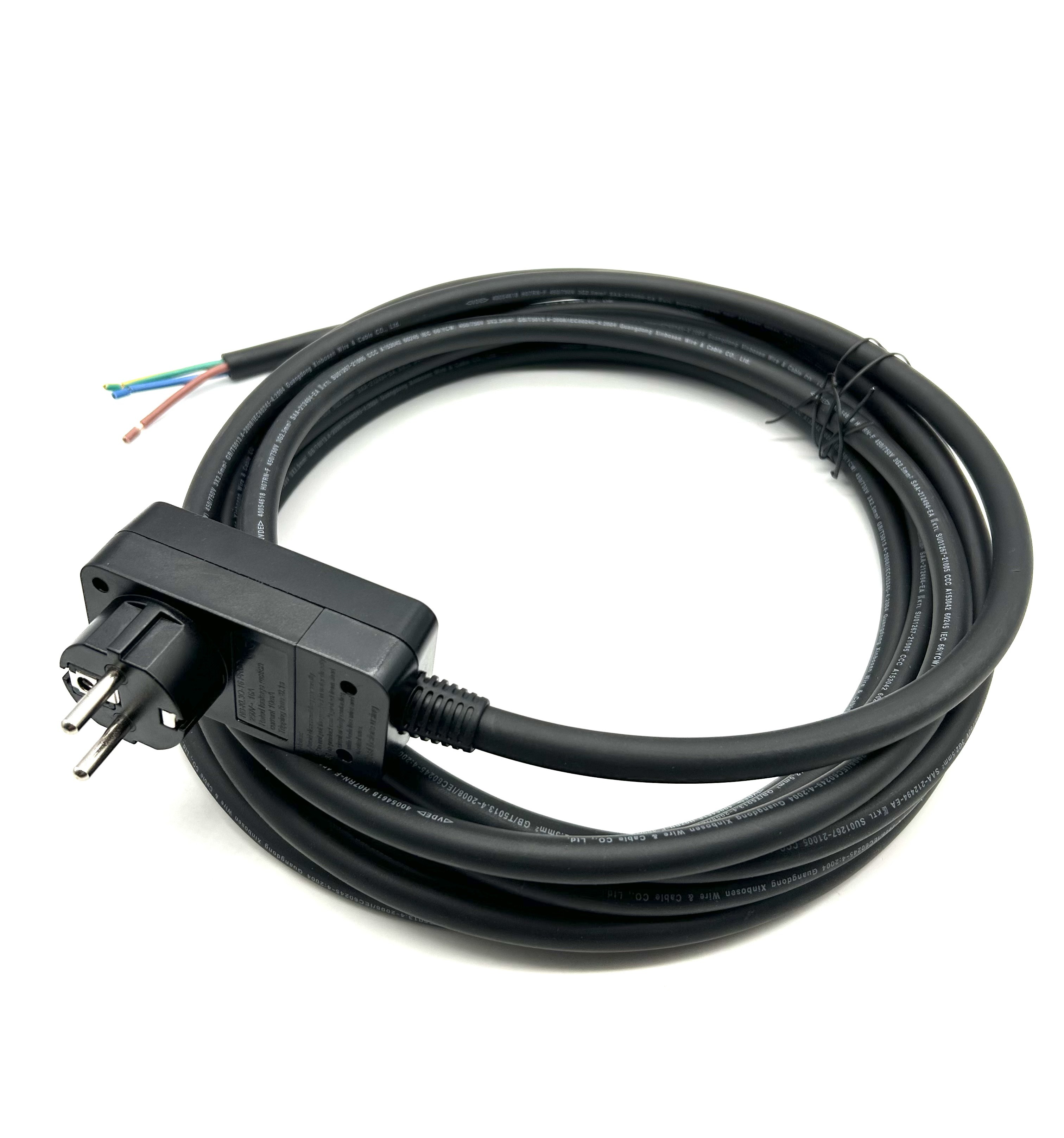 16A 250V IP55 GFCI European Standard Power Cable Leakage Protection Plugs With H07RN 3*2.5sqmm