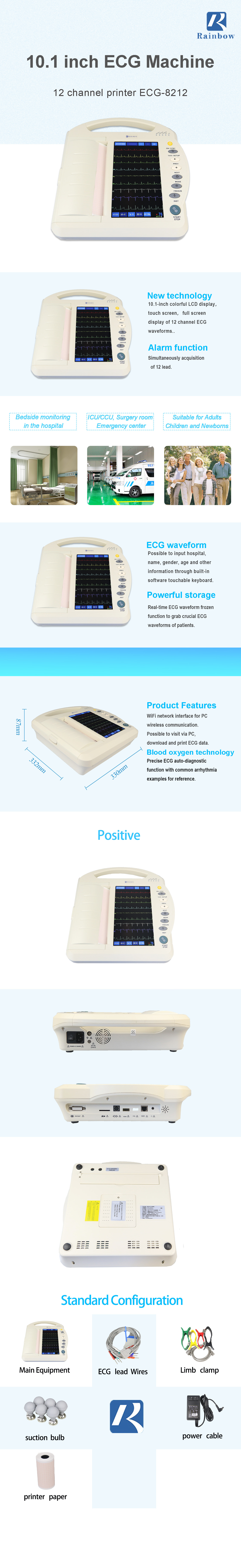 Medical Emergency Handle Automatic ECG Machine Digital Reliable