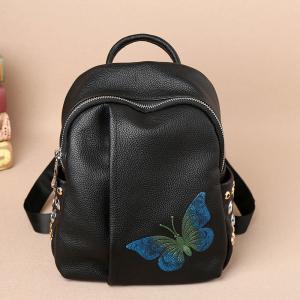 China 2017 New European Goods Butterflies Embroidered Fashion Handbag Dual-purpose Women Backpack wholesale