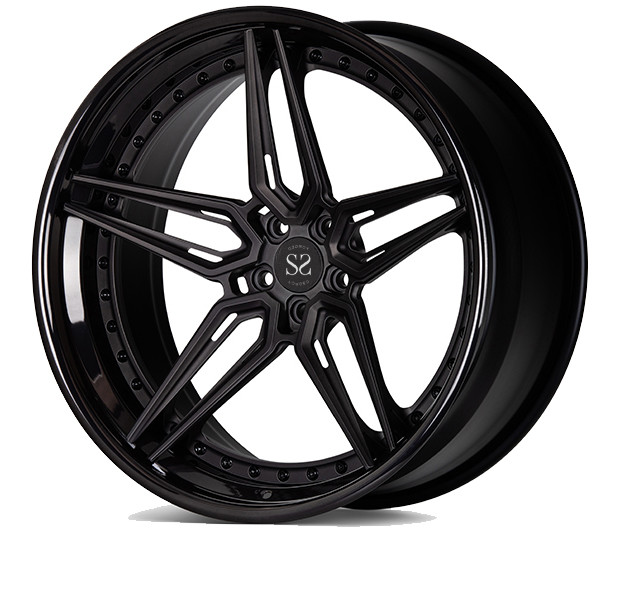 A6061 Aluminum 2 Piece Forged Wheels Gloss Black For Luxury Car
