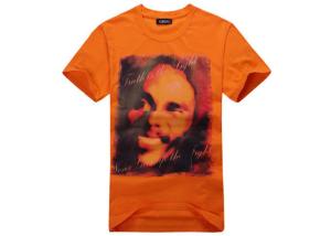 China Orange Cotton Printed T - Shirts Short Sleeve Side - Seamed Sublimation Logo wholesale