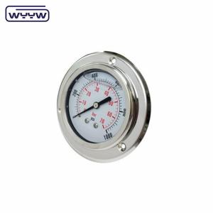 China Stainless Steel 63MM 10 Bar 16 Bar Industrial Flange Panel Silicone or Glycerine Filled Pressure Gauge wholesale