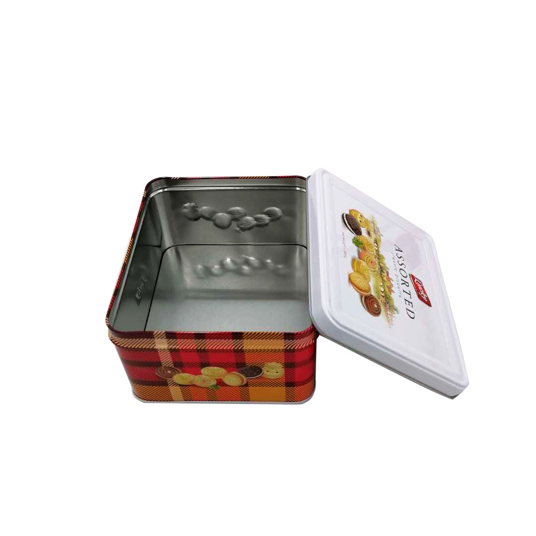 Large Cookie Tins with Lids Wholesale Tin Cookie Boxes Custom Rectangular Tin Cans