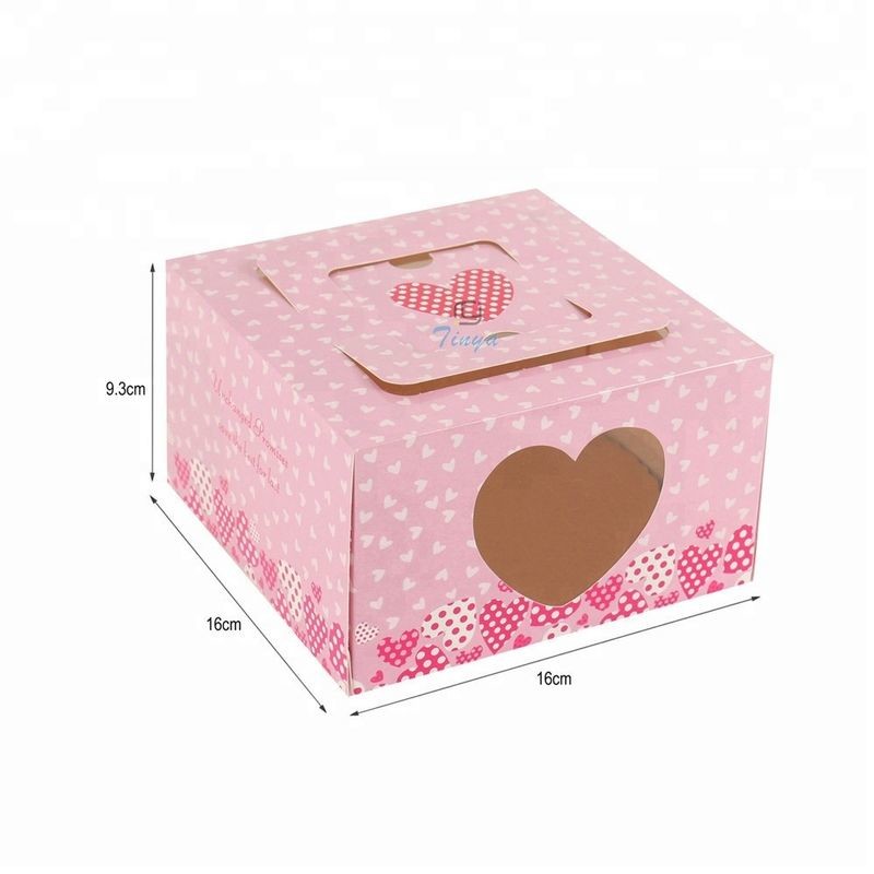 Decorative Clear Cake Display Box , Eco Paperboard Cake Slice Boxes