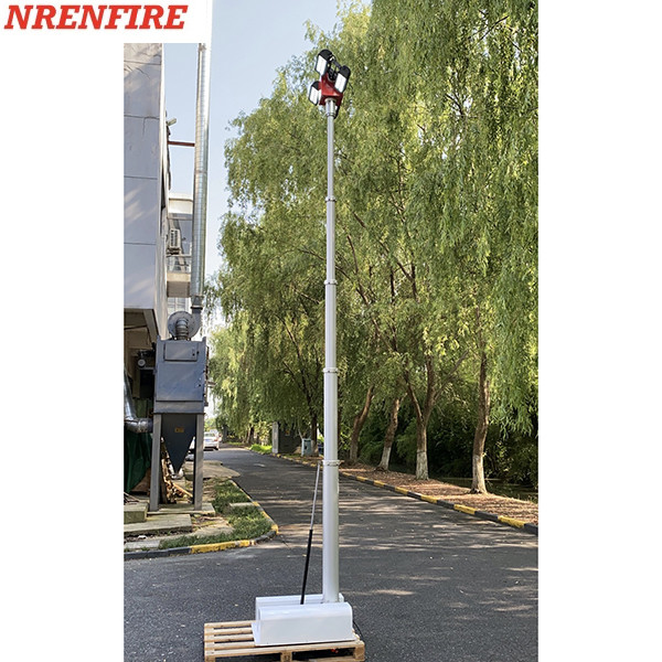 4x120W LED lamps mounted roof mast light 4.5m pneumatic telescopic mast, vehicle roof mount mast light tower