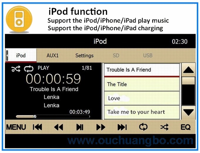 Ouchuangbo autoradio DVD stereo navi for Fiat Idea Lancia Musa 2004-2008 USB SD MP3 SWC