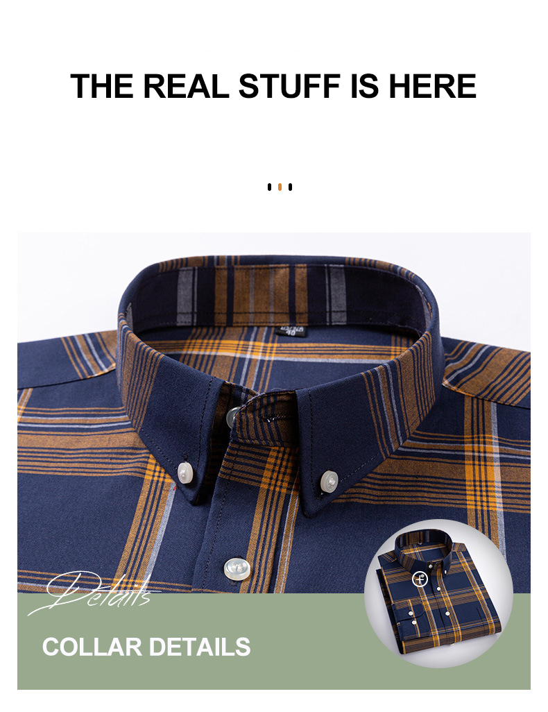 Men's 100% Cotton Plaid Button Collar Shirts Versatile Cardigan Tops for Any Occasion