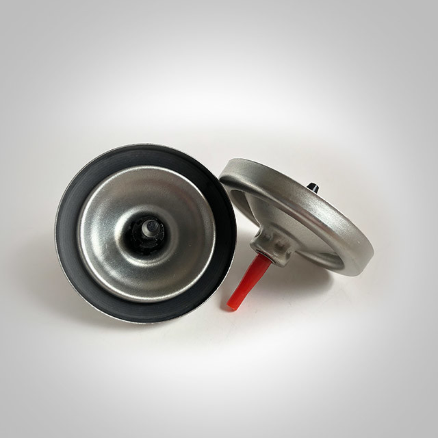 Plastic Stem Gas Lighter Valve with Clear Lacquered Tinplate Mounting Cup