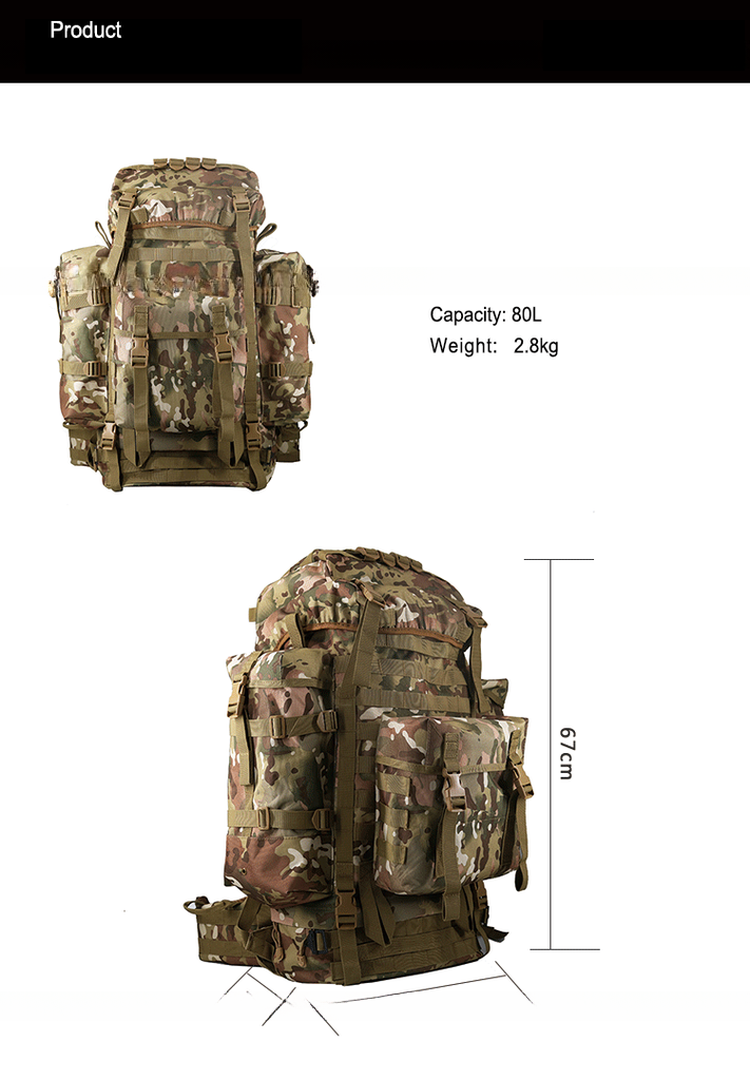 Zipper Closure Outdoor Training Backpack with Molle System and Water Bottle Holder