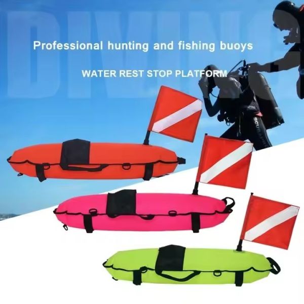 210D Nylon Surface Marker Buoy PVC Inflatable Spearfishing Floats And Buoys With Dive Flag