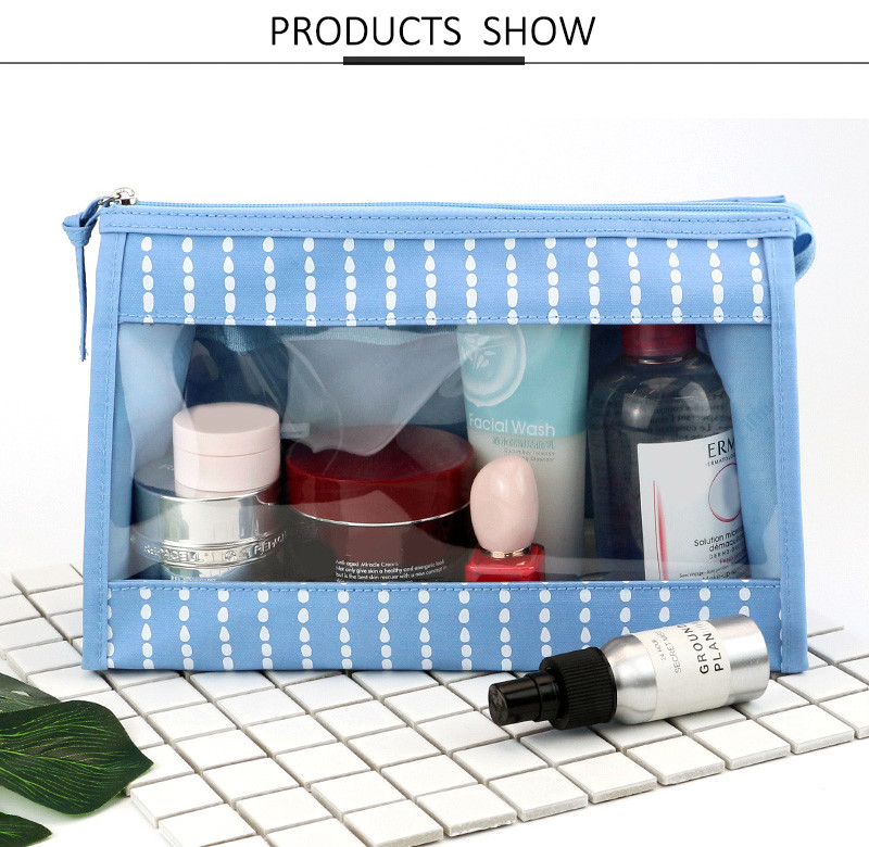 Clear Transparent Zipper PVC Polyester Makeup Cosmetic Bags