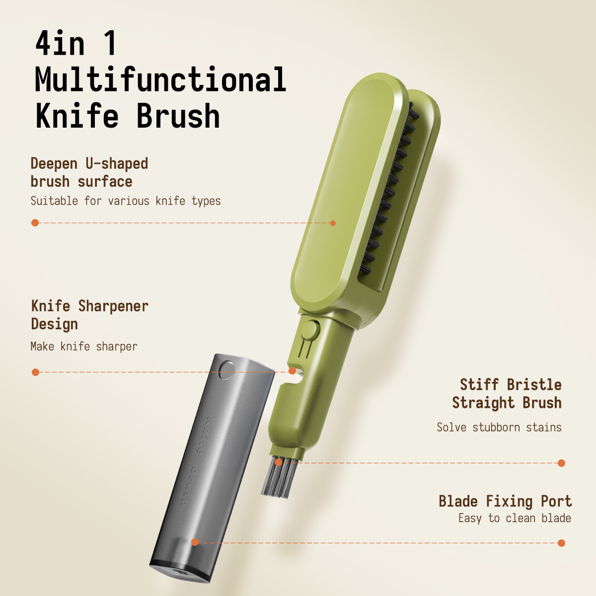 2024 New Design Four In One Multifunctional Kitchen Knife Cleaner Brush