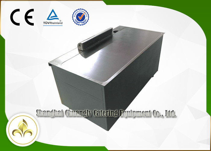 Outdoor / Indoor Teppanyaki Grill Plate Table Eight Seats Built In Electrostatic Fume Purifier